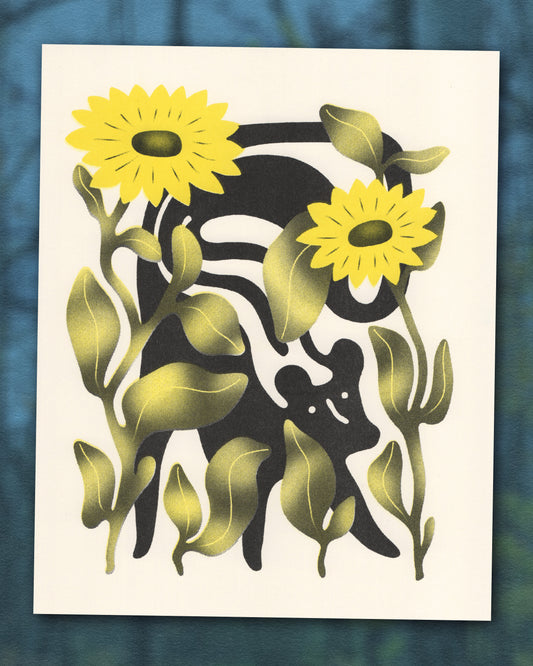 Skunk Under The Sunflowers